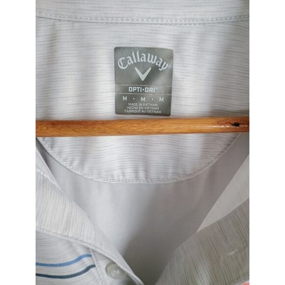 Callaway golf shirt Polo optidri medium white striped comfortable athletic sport - Picture 5 of 5